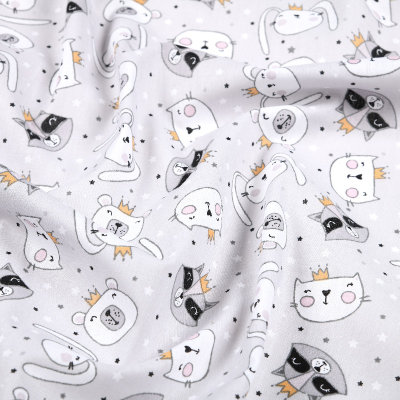 Acrylic oilcloth - Royal animals light grey