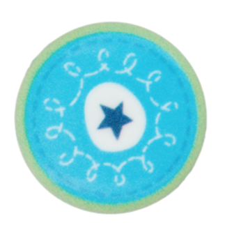 Button - turquoise with stars round