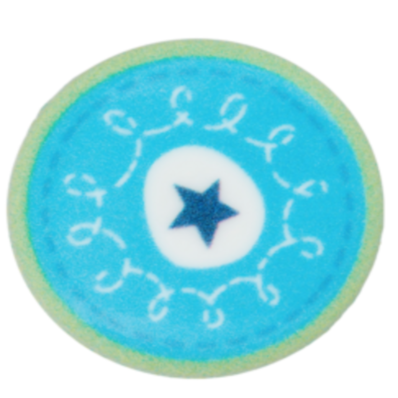 Bouton - turquoise avec étoiles rondes