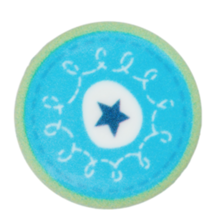 Button - turquoise with stars round
