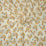 coton tissé - Hilco Emilie Chickens jaune sur écru