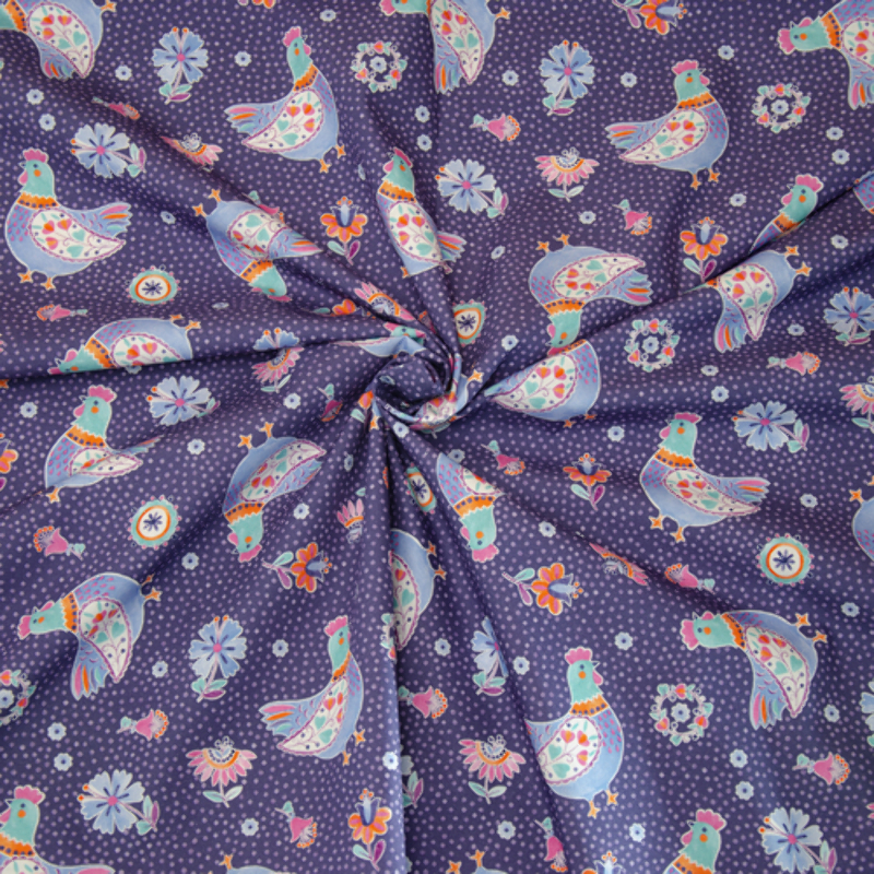 Woven Cotton - Hilco Emilie chicken purple