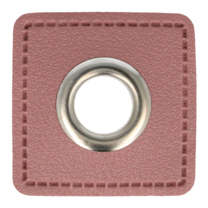 Öse auf Kunstleder vieux rose 8mm silber