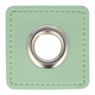 Œillet sur cuir artificiel vert clair 8 mm argent (qt)