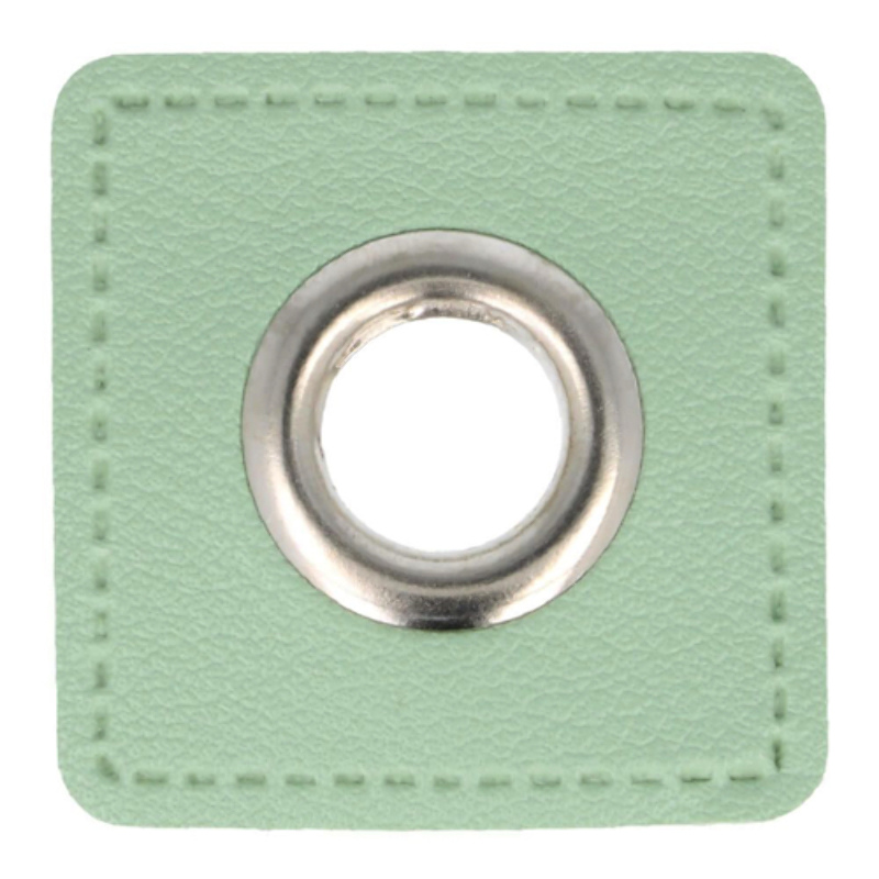 Patchs à œillets - vert clair 8 mm argent (qt)