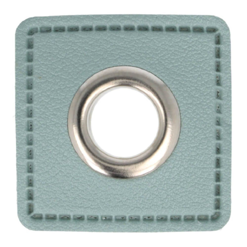 Eyelet patches sea green 8mm silver