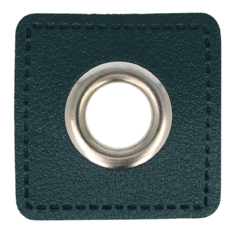 Eyelet patches teal 8mm silver