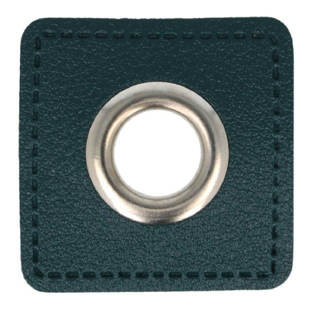 Eyelet on synthetic leather petrol 8mm silver