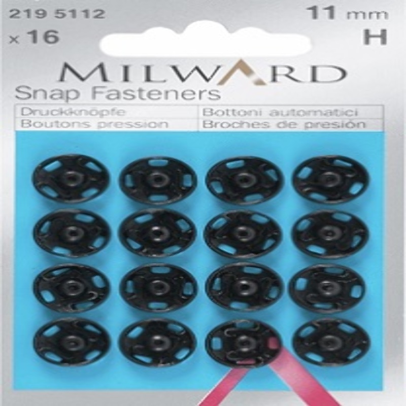 Sew-on snap fasteners 11mm black