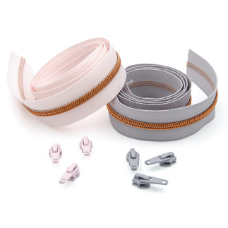 Fermeture à glissière continue YKK met. cuivre 6mm 1m incl. 3 fermetures éclair