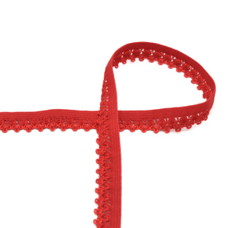 Dentelle élastique fleurs rouges (qt)