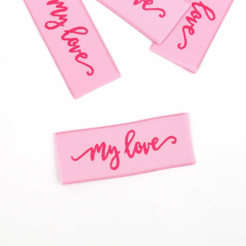Woven Label - My Love pink