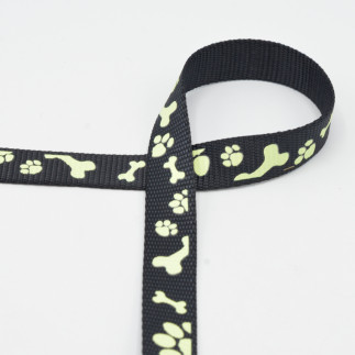 Sangle - pattes noires de 20 mm - phosphorescentes