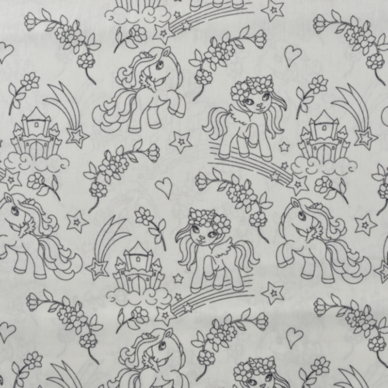 coton tissé - Licorne à colorier en blanc