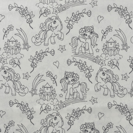 Coton - Licorne à colorier en blanc