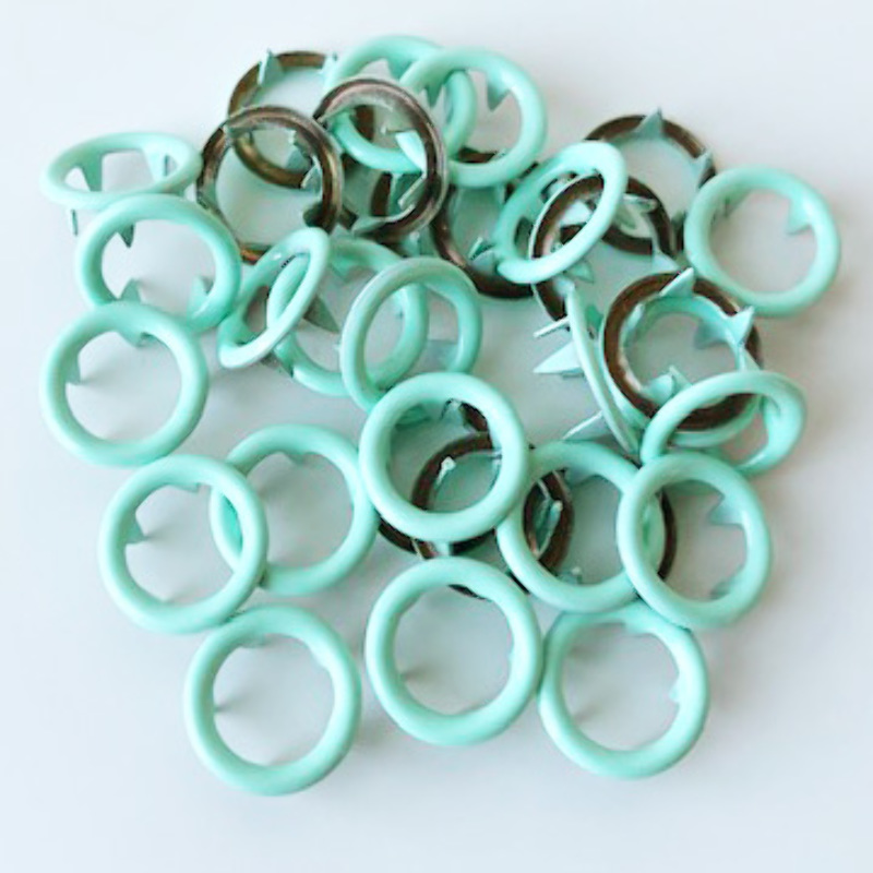 Jersey Snap on buttons Ring 10 pieces light mint