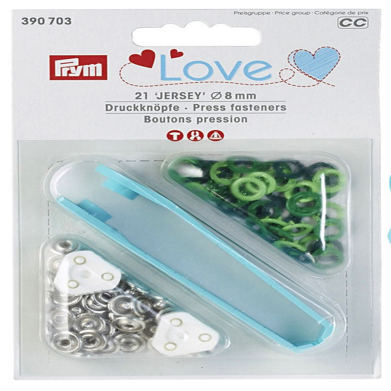 Prym Love Druckknöpfe Jersey Ringe 8mm grün