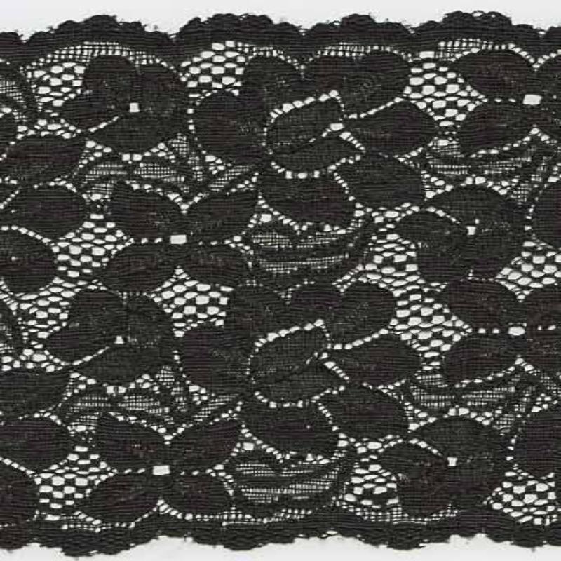 Elastic lace flowers 150mm black