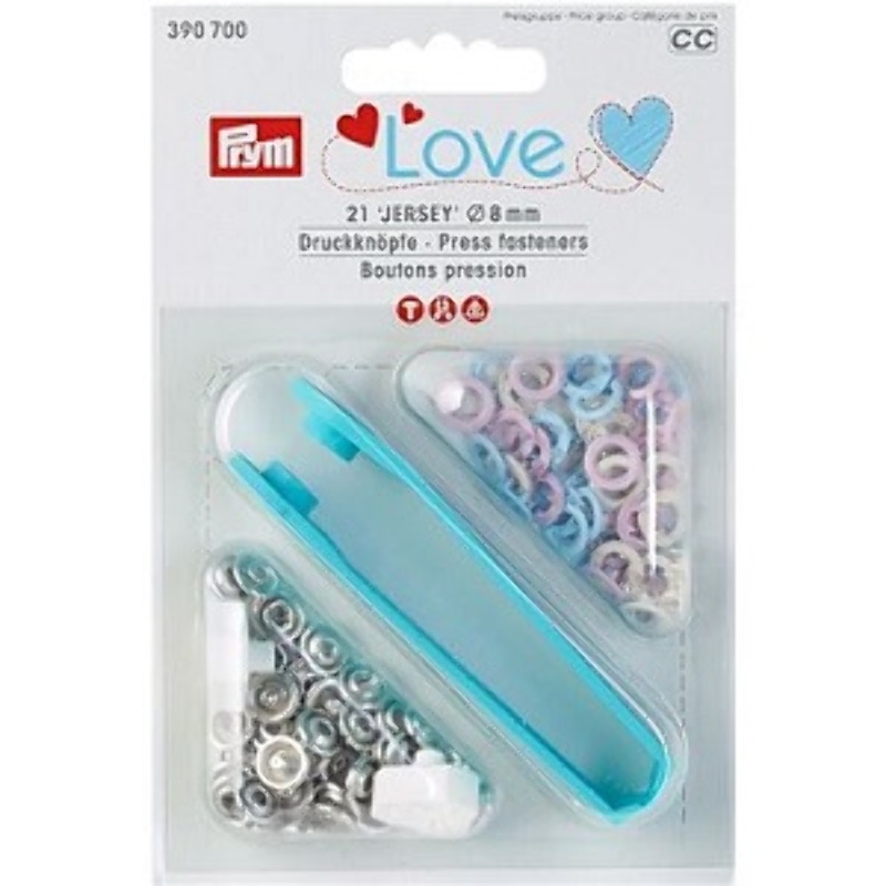 Prym Love Snap Fasteners Jersey Rings 8mm pink / light blue / pearl