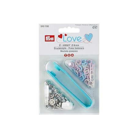 Prym Love Snap Fasteners Jersey Rings 8mm pink / light blue / pearl
