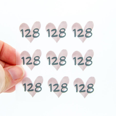 Iron-on transfers - size labels heart pink