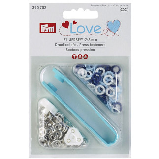 Anneaux en jersey Prym Love Snap Fasteners 8 mm Bleu