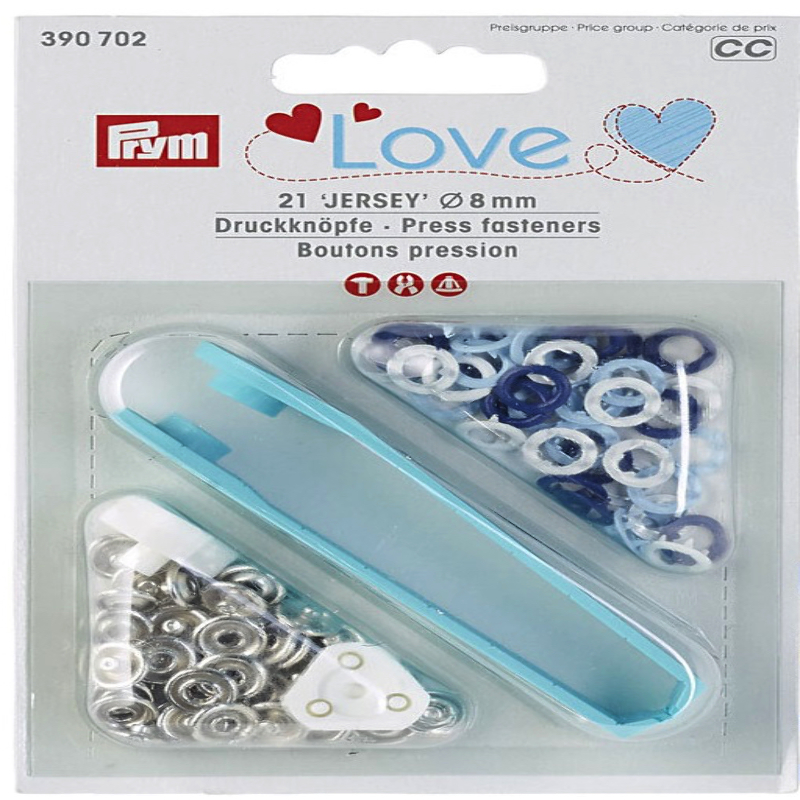 Prym Love Druckknöpfe Jersey Ringe 8mm blau