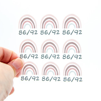 Iron-on transfers - size labels rainbow pink