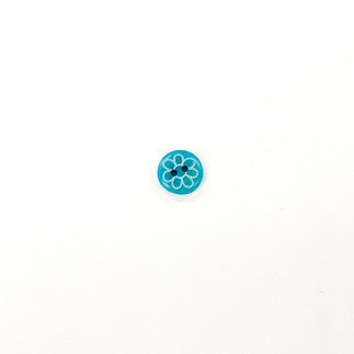 Bouton 12 mm - fleur turquoise