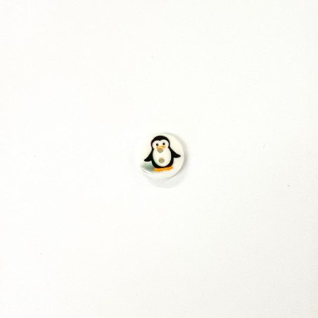 Bouton 15 mm - Pingouin blanc
