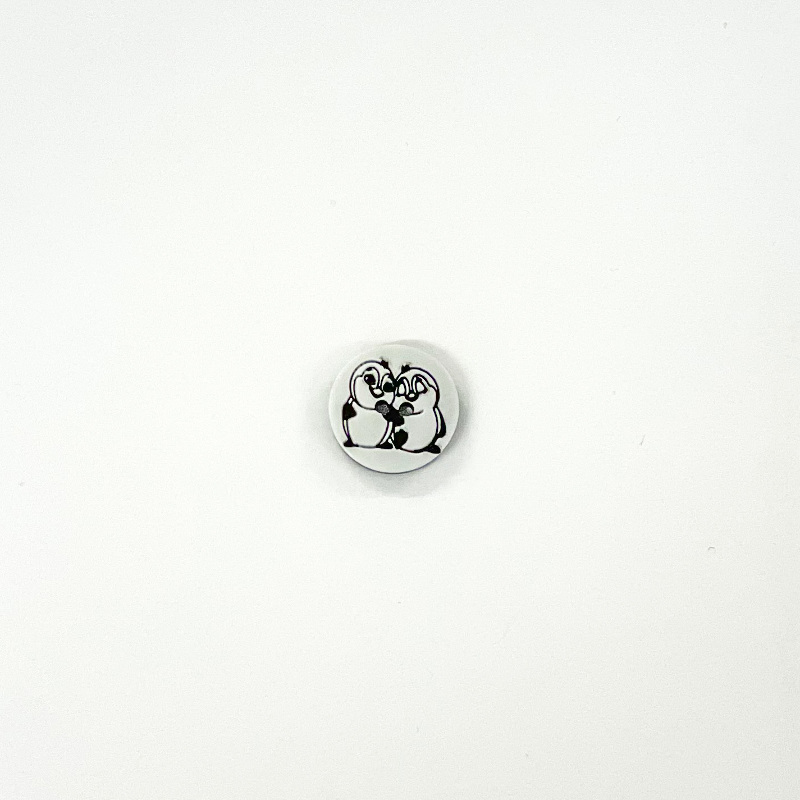 Bouton 15 mm - Pingouin blanc