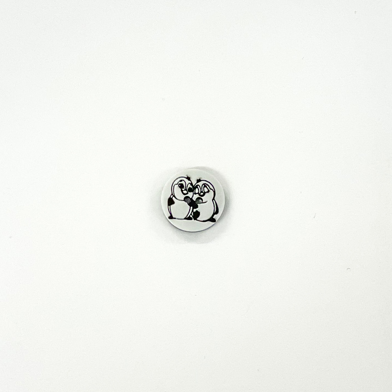 Button 15mm - Penguin pair white