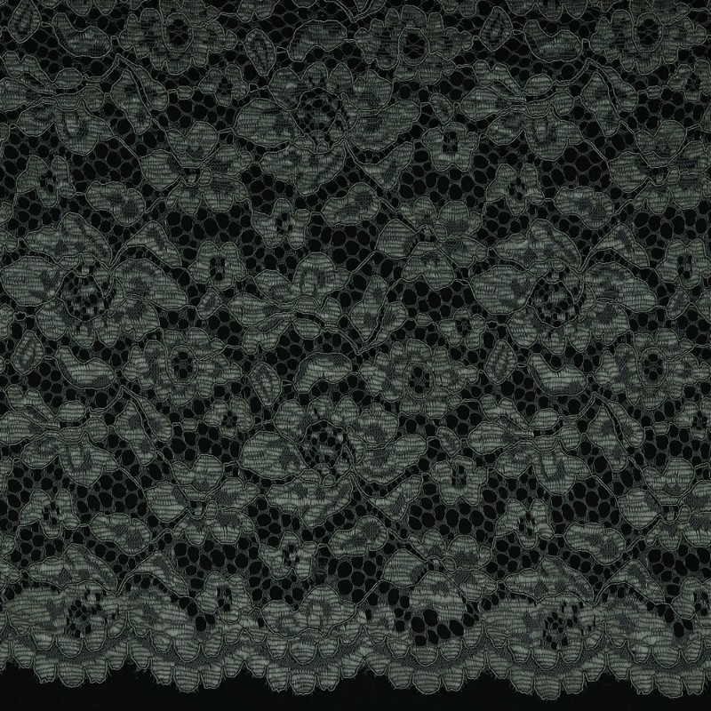 Tissu tissu de dentelle - Bordure dentelle anthracite