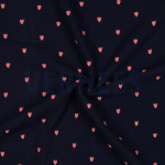 Double Gauze -  Mini hearts embroidery navy