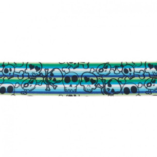 Bande élastique 40 mm multi-rayures tête de mort citron vert-cobalt