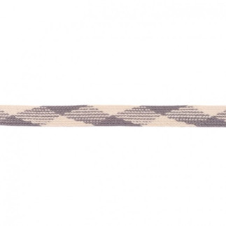 Flat cotton cord 17mm check grey-ecru