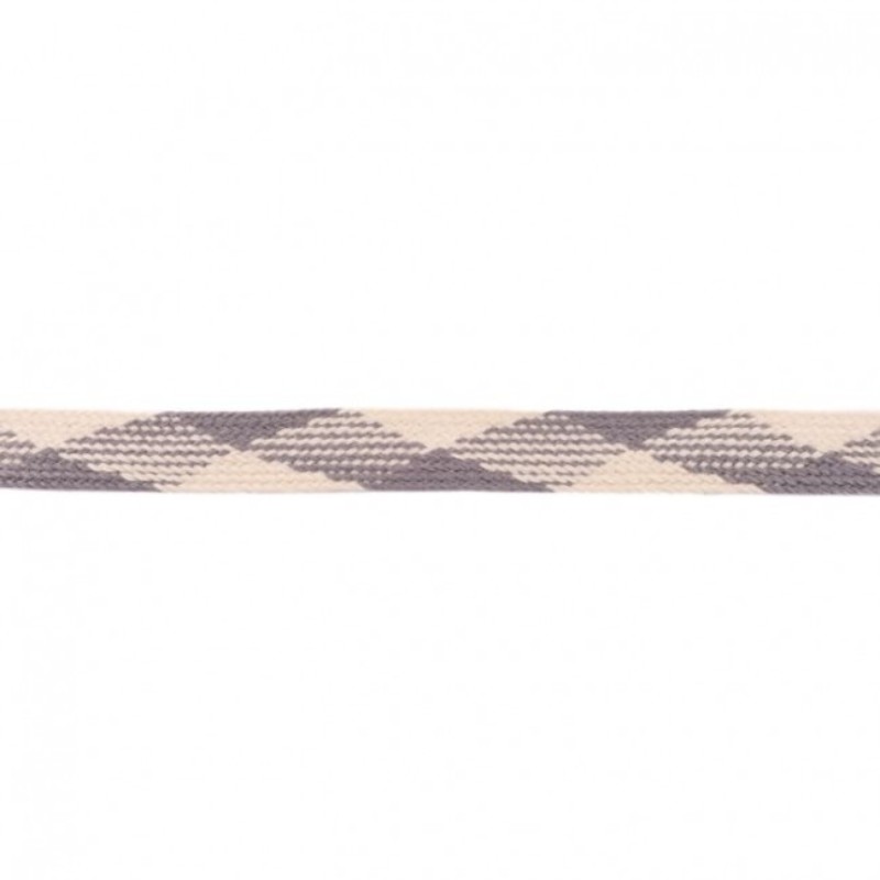 coton tissé 17 mm à carreaux gris-écru