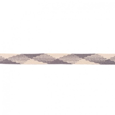 Flat cotton cord 17mm check grey-ecru