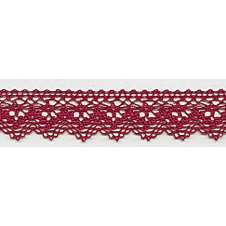 Dentelle aux fuseaux 25 mm rouge foncé (l)
