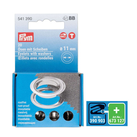 Œillets et rondelles Prym 11 mm argent (541390)