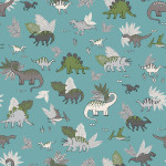 Flannel - Dino Doodles light aqua