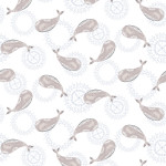 coton tissé - Vague et Baleines blanches