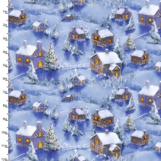 Coton - Maisons de Noël bleues