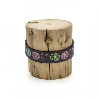 Woven ribbon 10m - Urmelis Stoffwelt - Glitter dandelions pink on a