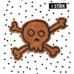 XL Kunstlederlabel - Skull brown iron-on