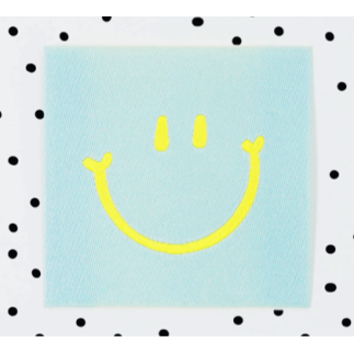 Étiquette tissée - Smiley turquoise