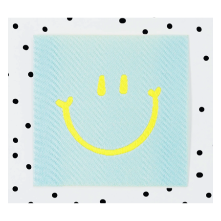 Étiquette tissée - Smiley turquoise