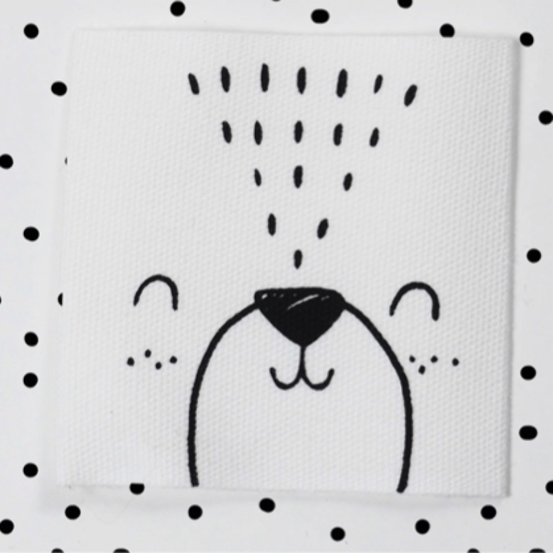 Woven Label - Visage d'ours blanc