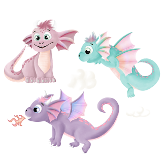 Transferts thermocollants - Mrs Mint Design - Dragon Girls... Set