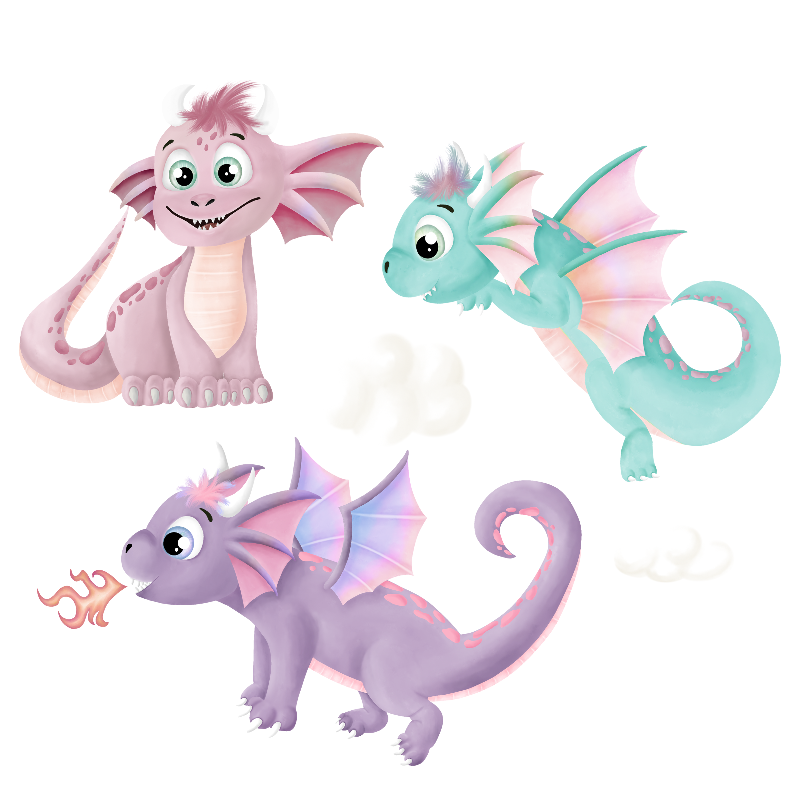 Iron-on transfers - Mrs Mint Design - Dragon Girls... Set